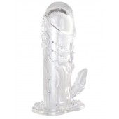 Прозрачная гелевая насадка с клиторальным отростком - 13 см. - Toyfa Basic - в Мытищах купить с доставкой