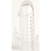 Гелевая прозрачная насадка с 2 отростками - 13 см. - Toyfa Basic - в Мытищах купить с доставкой