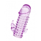 Закрытая фиолетовая насадка с 2 отростками - 13 см. - Toyfa Basic - в Мытищах купить с доставкой