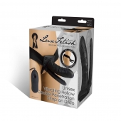 Полый страпон с двумя отростками и вибрацией Unisex Vibrating Hollow Strap-On Double Penetrating Dildo - 17,8 см. - Lux Fetish - купить с доставкой в Мытищах