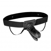 Полый страпон с двумя отростками и вибрацией Unisex Vibrating Hollow Strap-On Double Penetrating Dildo - 17,8 см. - Lux Fetish - купить с доставкой в Мытищах