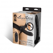Чёрный полый страпон с вибрацией Unisex Vibrating Hollow Strap-On - 14 см. - Lux Fetish - купить с доставкой в Мытищах