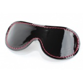 Чёрная перфорированная маска из кожи с красной строчкой - БДСМ Арсенал - купить с доставкой в Мытищах