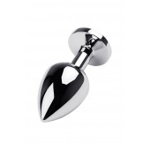 Серебристая коническая анальная пробка с красным кристаллом - 8 см. - ToyFa - купить с доставкой в Мытищах