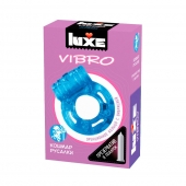Голубое эрекционное виброкольцо Luxe VIBRO  Кошмар русалки  + презерватив - Luxe - в Мытищах купить с доставкой