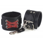 Кожаные наручники с декоративной лаковой шнуровкой - Sitabella - купить с доставкой в Мытищах