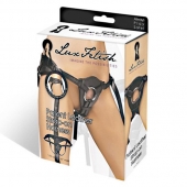 Черные трусики для страпона из патентованной кожи - Lux Fetish - купить с доставкой в Мытищах