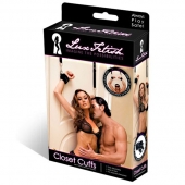 Черные фиксаторы с креплением к двери - Lux Fetish - купить с доставкой в Мытищах