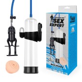 Прозрачная вакуумная вибропомпа Sex Expert с насадкой-вагиной - Sex Expert - в Мытищах купить с доставкой