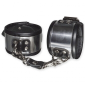 Эффектные серебристо-черные наручники с металлическим блеском - Sitabella - купить с доставкой в Мытищах