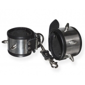 Серебристо-черные наручники с шипами и металлическим блеском - Sitabella - купить с доставкой в Мытищах