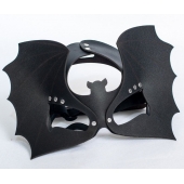 Черная кожаная маска на глаза  Летучая мышь - Sitabella - купить с доставкой в Мытищах