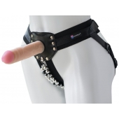 Черный пояс-трусики с насадкой  Гламур Dana  - 15,5 см. - LOVETOY (А-Полимер) - купить с доставкой в Мытищах