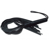 Чёрная кожаная плеть с жесткой ручкой - 63 см. - Sitabella - купить с доставкой в Мытищах