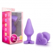 Фиолетовая анальная пробка Naughty Candy Heart Do Me Now - 8,9 см. - Blush Novelties - купить с доставкой в Мытищах