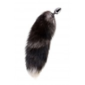 Серебристая металлическая анальная втулка с хвостом чернобурой лисы - размер S - ToyFa - купить с доставкой в Мытищах