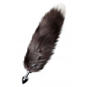 Серебристая металлическая анальная втулка с хвостом чернобурой лисы - размер S - ToyFa - купить с доставкой в Мытищах