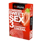 Презервативы для орального секса DOMINO Sweet Sex с ароматом клубничного коктейля  - 3 шт. - Domino - купить с доставкой в Мытищах