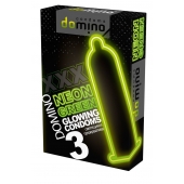 Презервативы DOMINO Neon Green со светящимся в темноте кончиком - 3 шт. - Domino - купить с доставкой в Мытищах