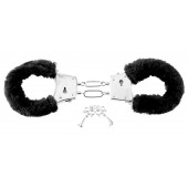 Меховые чёрные наручники Beginner s Furry Cuffs - Pipedream - купить с доставкой в Мытищах