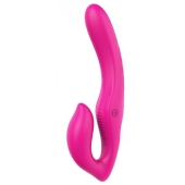 Ярко-розовый безремневой страпон REMOTE DOUBLE DIPPER - 22 см. - Dream Toys - купить с доставкой в Мытищах