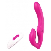 Ярко-розовый безремневой страпон REMOTE DOUBLE DIPPER - 22 см. - Dream Toys - купить с доставкой в Мытищах