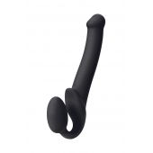 Черный безремневой страпон Silicone Bendable Strap-On M - Strap-on-me - купить с доставкой в Мытищах