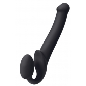 Черный безремневой страпон Silicone Bendable Strap-On M - Strap-on-me - купить с доставкой в Мытищах