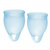 Набор голубых менструальных чаш Feel confident Menstrual Cup - Satisfyer - купить с доставкой в Мытищах