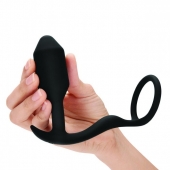 Черное эрекционное кольцо с анальным плагом Snug   Tug - b-Vibe - в Мытищах купить с доставкой
