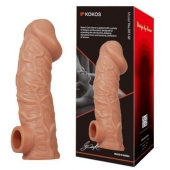 Телесная насадка на фаллос с отверстием для мошонки EXTREME SLEEVE - 17,6 см. - KOKOS - в Мытищах купить с доставкой