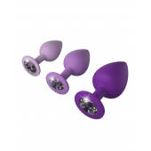 Набор из 3 фиолетовых анальных пробок со стразами Little Gems Trainer Set - Pipedream - купить с доставкой в Мытищах