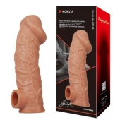 Телесная насадка на фаллос с фиксацией мошонки EXTREME SLEEVE - 15,6 см. - KOKOS - в Мытищах купить с доставкой