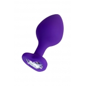 Фиолетовая анальная втулка Diamond Heart с прозрачным кристаллом - 8 см. - ToyFa - купить с доставкой в Мытищах