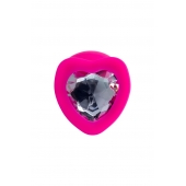 Розовая анальная втулка Diamond Heart с прозрачным кристаллом - 9,5 см. - ToyFa - купить с доставкой в Мытищах