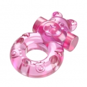 Розовое эрекционное виброкольцо на пенис Pink Bear - Baile - в Мытищах купить с доставкой