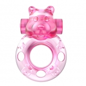 Розовое эрекционное виброкольцо на пенис Pink Bear - Baile - в Мытищах купить с доставкой