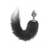 Серебристая анальная пробка с черным хвостом Starlit - Lola Games - купить с доставкой в Мытищах