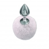 Серебристая анальная пробка с белым пушистым хвостиком Twinkle - Lola Games - купить с доставкой в Мытищах