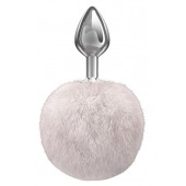 Серебристая анальная пробка с белым пушистым хвостиком Twinkle - Lola Games - купить с доставкой в Мытищах