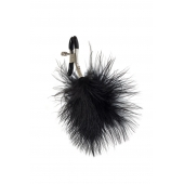 Зажимы на соски с черным пухом Euphoric - Lola Games - купить с доставкой в Мытищах