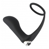 Черное эрекционное кольцо с анальной вибропробкой Vibrating Ring   Plug - Orion - в Мытищах купить с доставкой