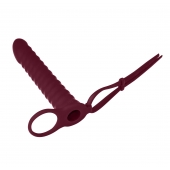 Бордовая вибронасадка для двойного проникновения Rori - 17 см. - Lola Games - купить с доставкой в Мытищах