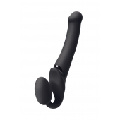 Черный безремневой вибрострапон Silicone Bendable Strap-On M - Strap-on-me - купить с доставкой в Мытищах
