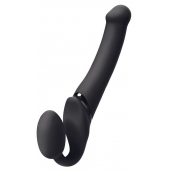 Черный безремневой вибрострапон Silicone Bendable Strap-On M - Strap-on-me - купить с доставкой в Мытищах