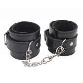 Черные оковы на ноги Obey Me Leather Ankle Cuffs - Chisa - купить с доставкой в Мытищах