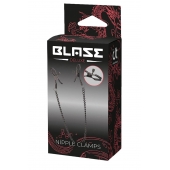 Черные зажимы на соски на цепочке BLAZE DELUXE NIPPLE CLAMPS - Dream Toys - купить с доставкой в Мытищах