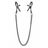 Черные зажимы на соски на цепочке BLAZE DELUXE NIPPLE CLAMPS - Dream Toys - купить с доставкой в Мытищах
