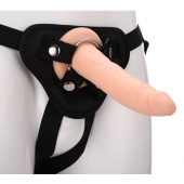 Телесный страпон на черных трусиках STRAP ON REAL DILDO - 20 см. - Dream Toys - купить с доставкой в Мытищах