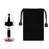 Серебристая анальная пробка с красным стразом - 7,2 см. - Anal Jewelry Plug - купить с доставкой в Мытищах